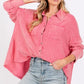 SAGE + FIG Frayed Hem Side Slit Button Down Shirt - Farnelli
