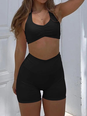 Halter Neck Cami and Shorts Active Set - Farnelli