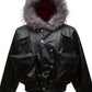 Men's Leather Bomber Jacket with Faux Fur Hood - Farnelli