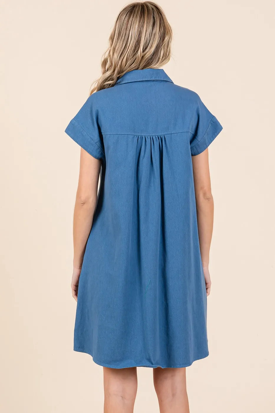 Mittoshop Twill Short Sleeve Collared Mini Dress - Farnelli