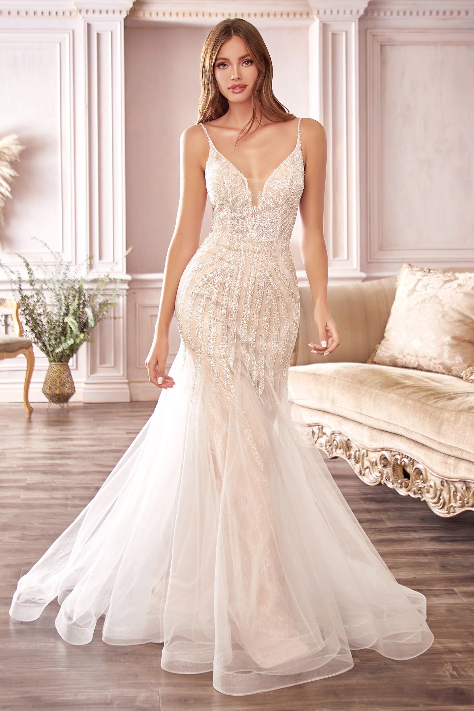 Beaded Mermaid Wedding Dress - Farnelli