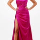 Cinderella Divine CDS411 Long Fitted Satin Asymmetrical Gown