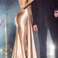 Ladivine CDS417 Floor Length Soft Satin Fitted Gown with Side Sash