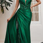 Ladivine CDS417 Floor Length Soft Satin Fitted Gown with Side Sash