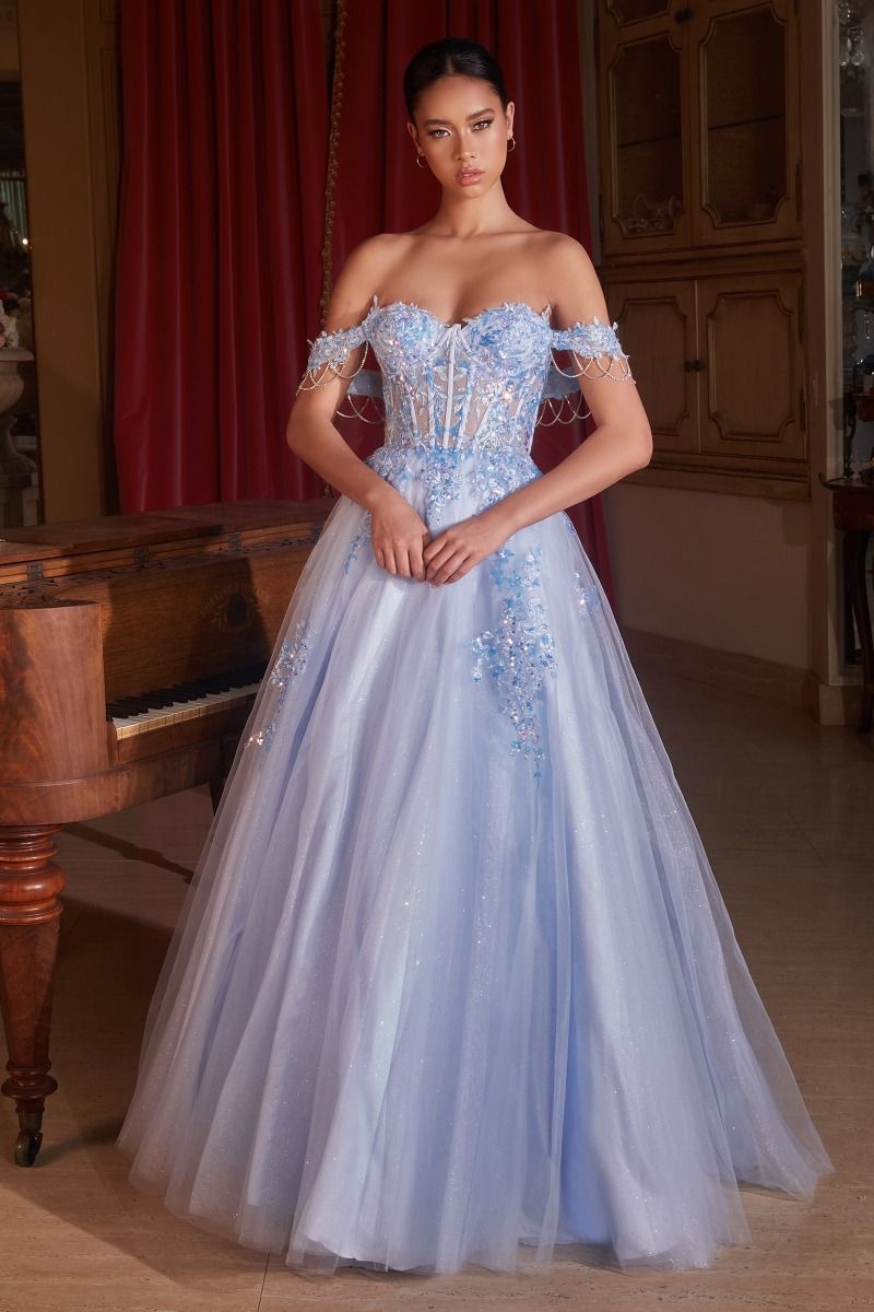 Off The Shoulder Tulle Ball Gown - Farnelli