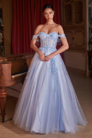 Off The Shoulder Tulle Ball Gown - Farnelli