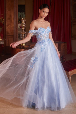 Off The Shoulder Tulle Ball Gown - Farnelli