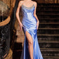 Strapless Fitted Micro Crystal Satin Dress - Farnelli