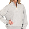 Zenana Fleece Half Zip Sweatshirt - R H GREY