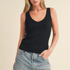 Aemi + Co Ribbed Wide Strap Knit Tank - Black