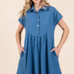 Mittoshop Twill Short Sleeve Collared Mini Dress - Farnelli