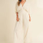 MABLE Fluffy Deep V Neck Wide Leg Jumpsuit - Farnelli