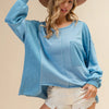 BiBi Oversized Pocket Front Sweatshirt - DENIM