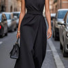 Round Neck Sleeveless Midi Dress - Black