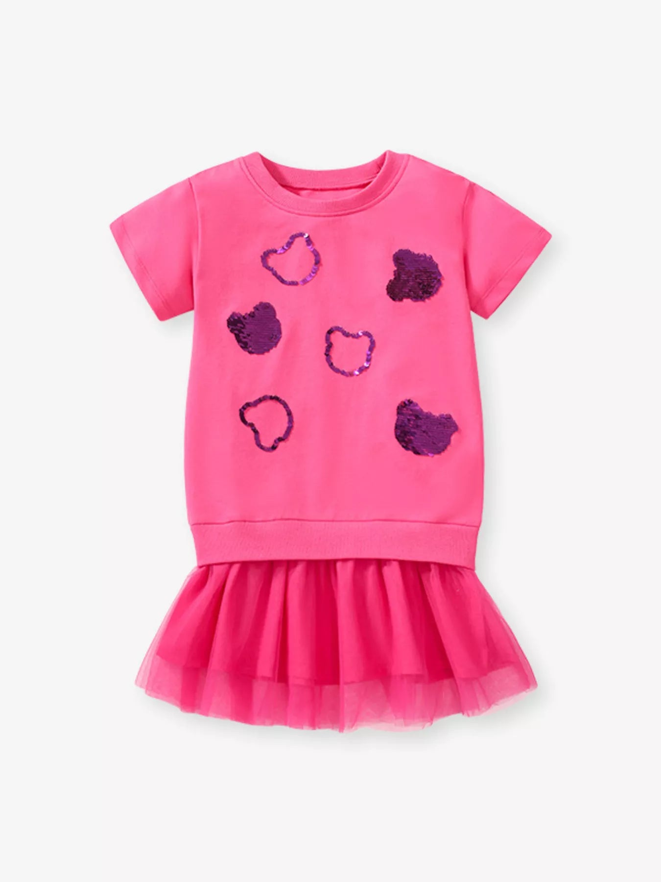 Children's Sequin Embellished Tulle Layered Dress - Farnelli