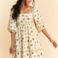 Davi & Dani Cactus Printed Poplin Contrast Piping Mini Dress - Farnelli