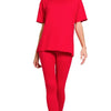 Zenana Full Size Brushed Dty Microfiber Short Sleeve Top and Pants Loungewear Set Plus Size - RUBY