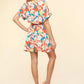 Haptics Tropical Floral Short Sleeve Tied Romper - Farnelli