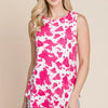 BOMBOM Printed Round Neck Tank - Fuchsia