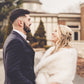 Ivory with Black Bridal Fur Shawl (Lilian Wht03)