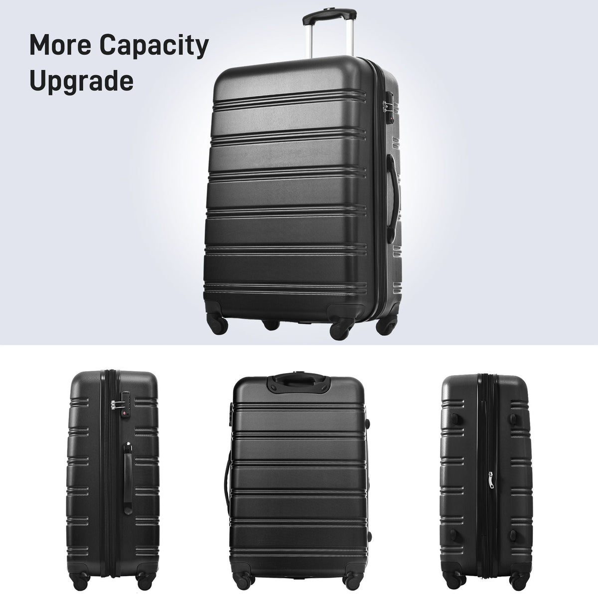 HouseOfZazla black hardside spinner luggage set with TSA lock