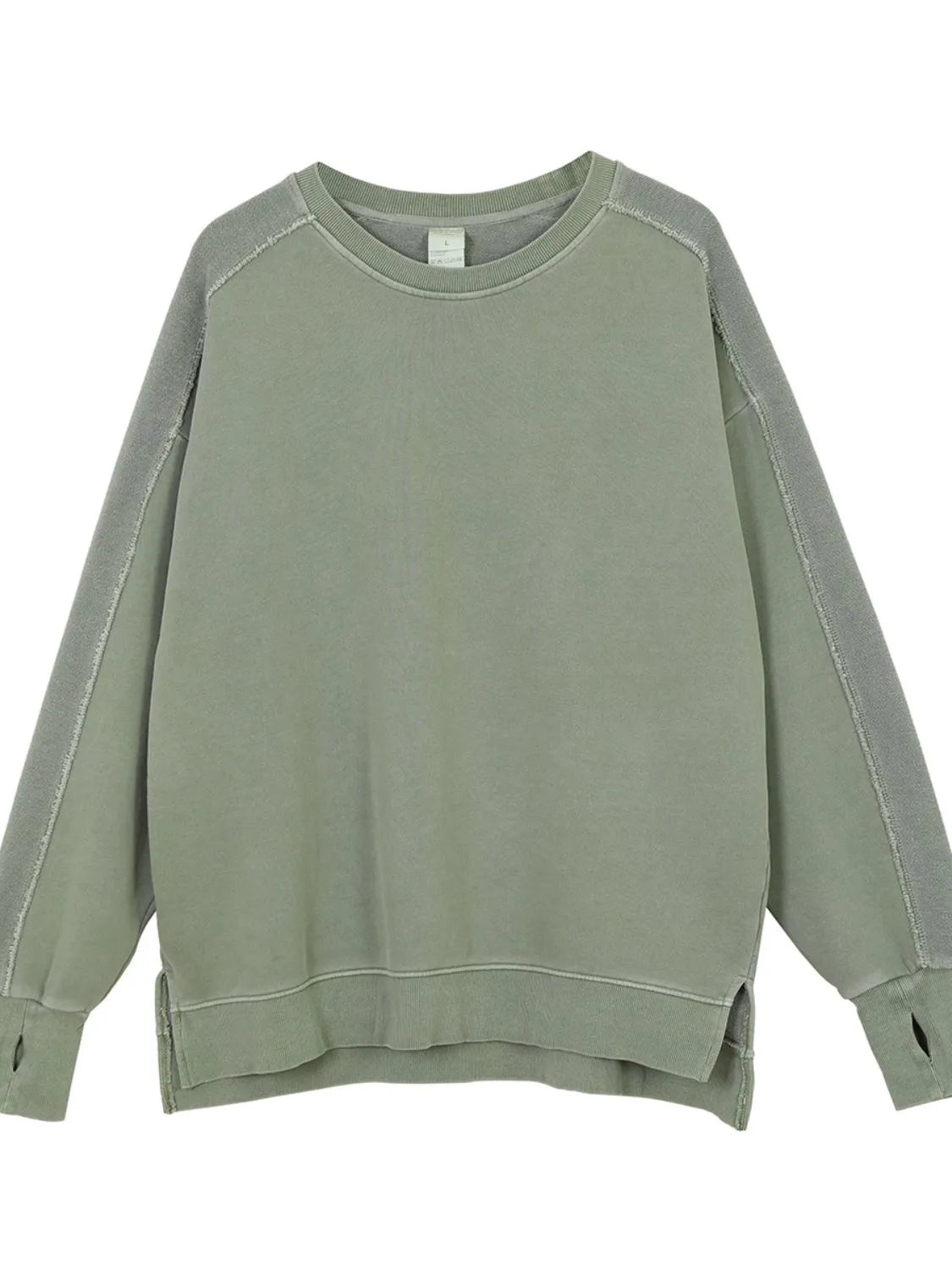 Men's Side Slit Round Neck Long Sleeve Sweatshirt - Farnelli