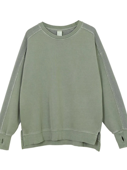 Men's Side Slit Round Neck Long Sleeve Sweatshirt - Farnelli