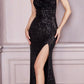 Cinderella Divine CF199 Long Slim & Sexy Gown Cowl Neckline Front Leg Slit
