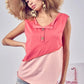 BiBi Color Block Contrast Stitching Buttoned Henley Top - Farnelli
