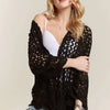 ADORA Crochet Cardigan With Scallop Hem - BLACK