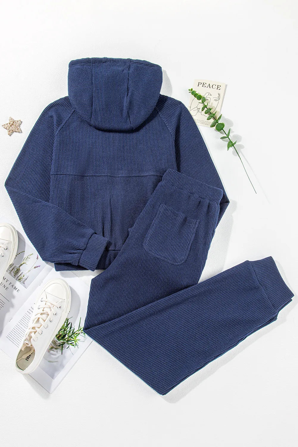 Drawstring Half Zip Hoodie and Joggers Active Set - Farnelli