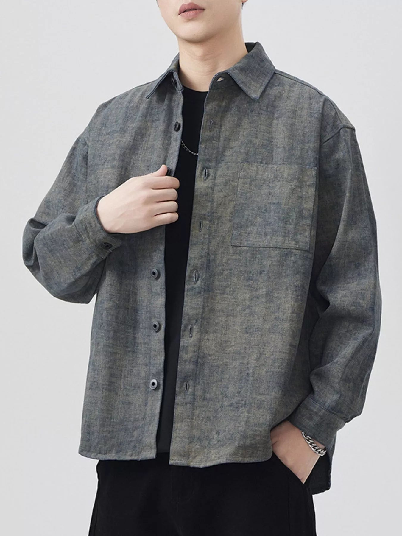 Men's Plus Size Button Up Long Sleeve Shirt - Farnelli