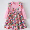 Children's Ruffled Printed Long Sleeve Dress - Rose Gold