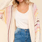 Haptics Full Size Striped Crochet Open Front Cardigan - Farnelli