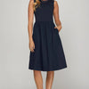 She + Sky Full Size Sleeveless Poplin Woven Midi Dress with Pockets Plus Size - Dark Navy
