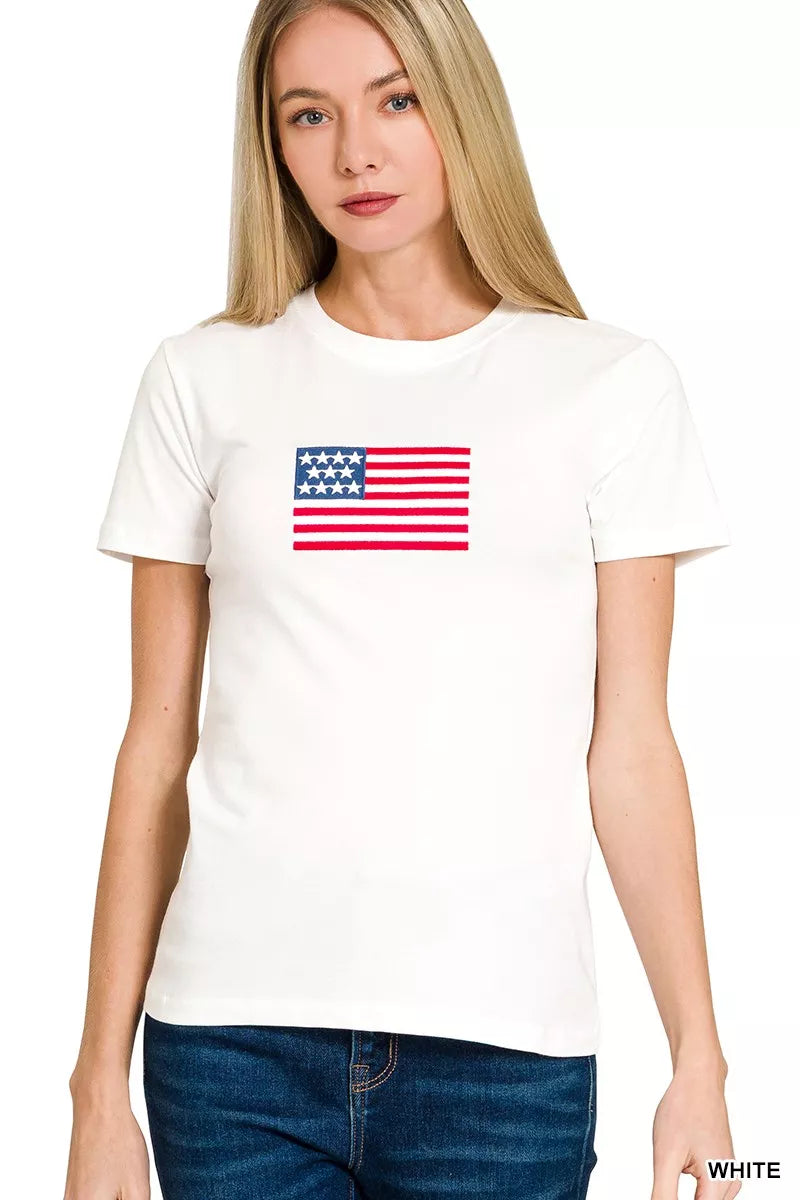 Zenana American Flag Tee - Farnelli