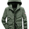 Men's Plus Size Lightweight Hooded Windproof Outdoor Jacket - Army Green