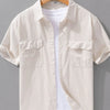 Men's Plus Size Button Up Short Sleeve Shirt - Apricot