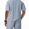 Men's Full Size Textured Round Neck Top and Shorts Set Plus SIze - Light Gray