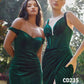 Cinderella Divine CD235 Long Velvet Gathered Fitted Dress
