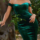 Cinderella Divine CH139 Long Off the Shoulder Fitted Velvet Gown
