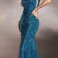 Cinderella Divine CH151 Strapless Sequins Long Fitted Gown