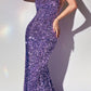 Cinderella Divine CH151 Strapless Sequins Long Fitted Gown