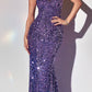 Cinderella Divine CH151 Strapless Sequins Long Fitted Gown