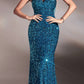 Cinderella Divine CH151 Strapless Sequins Long Fitted Gown