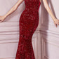 Cinderella Divine CH151 Strapless Sequins Long Fitted Gown