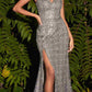 Cinderella Divine CH171 Cap Sleeve Long Sequins Fitted Gown