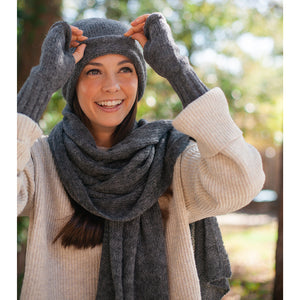 Coal Handwoven Knit Alpaca Scarf