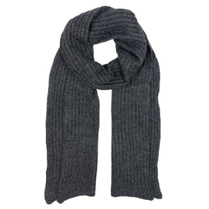 Graphite Ribbed Knit Cashmere Scarf