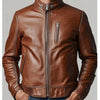 Charlotte Leather Brown Jacket - Men Leather Jacket Brown - Brown